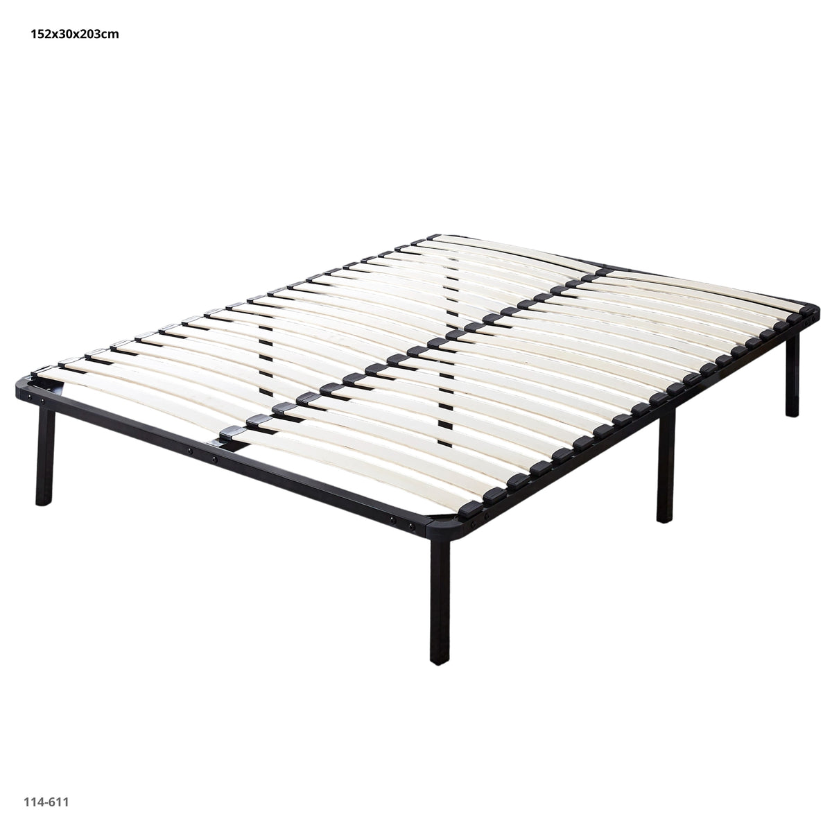 Base de metal negra con láminas de madera Queen