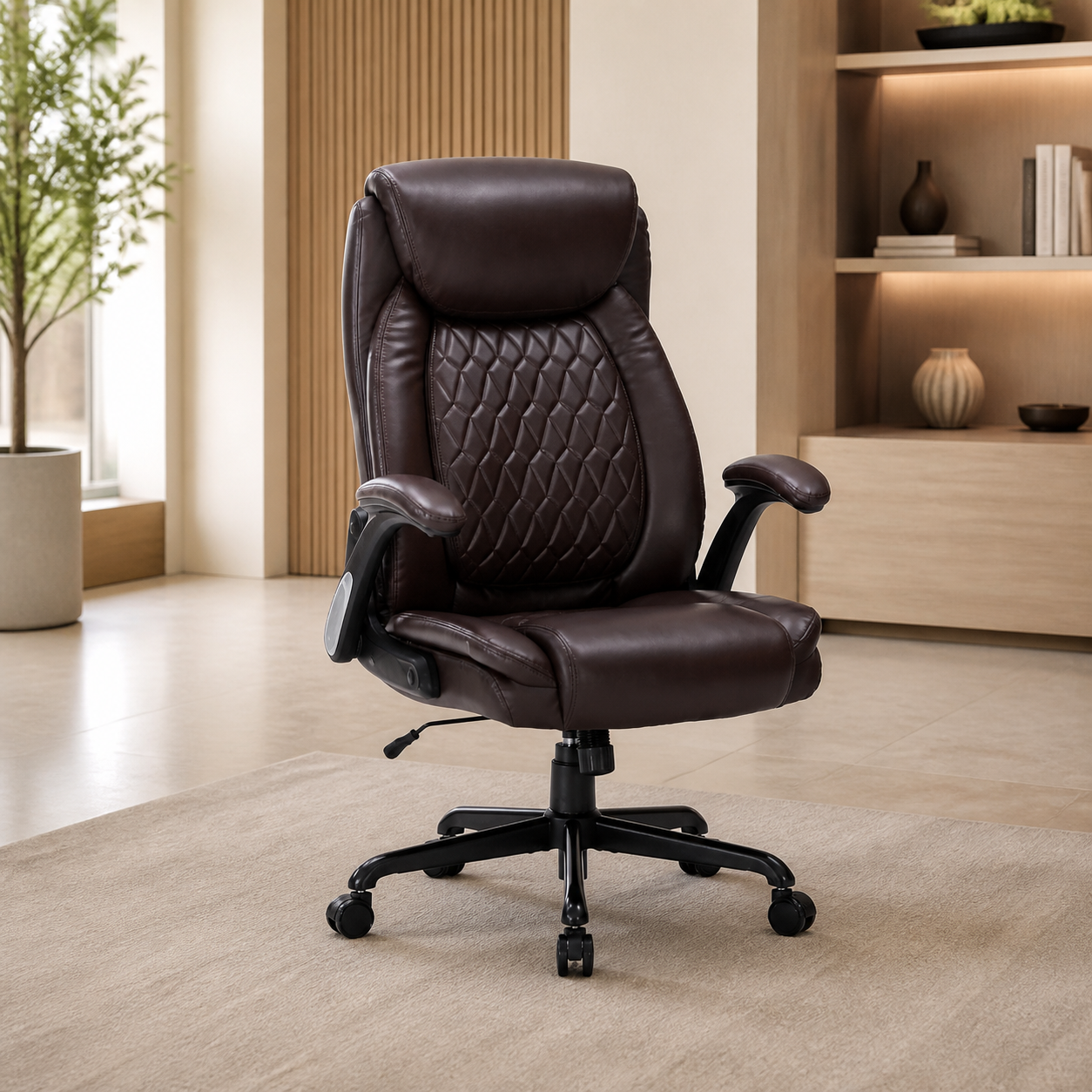 Silla de oficina grande cuerina chocolate 380lb