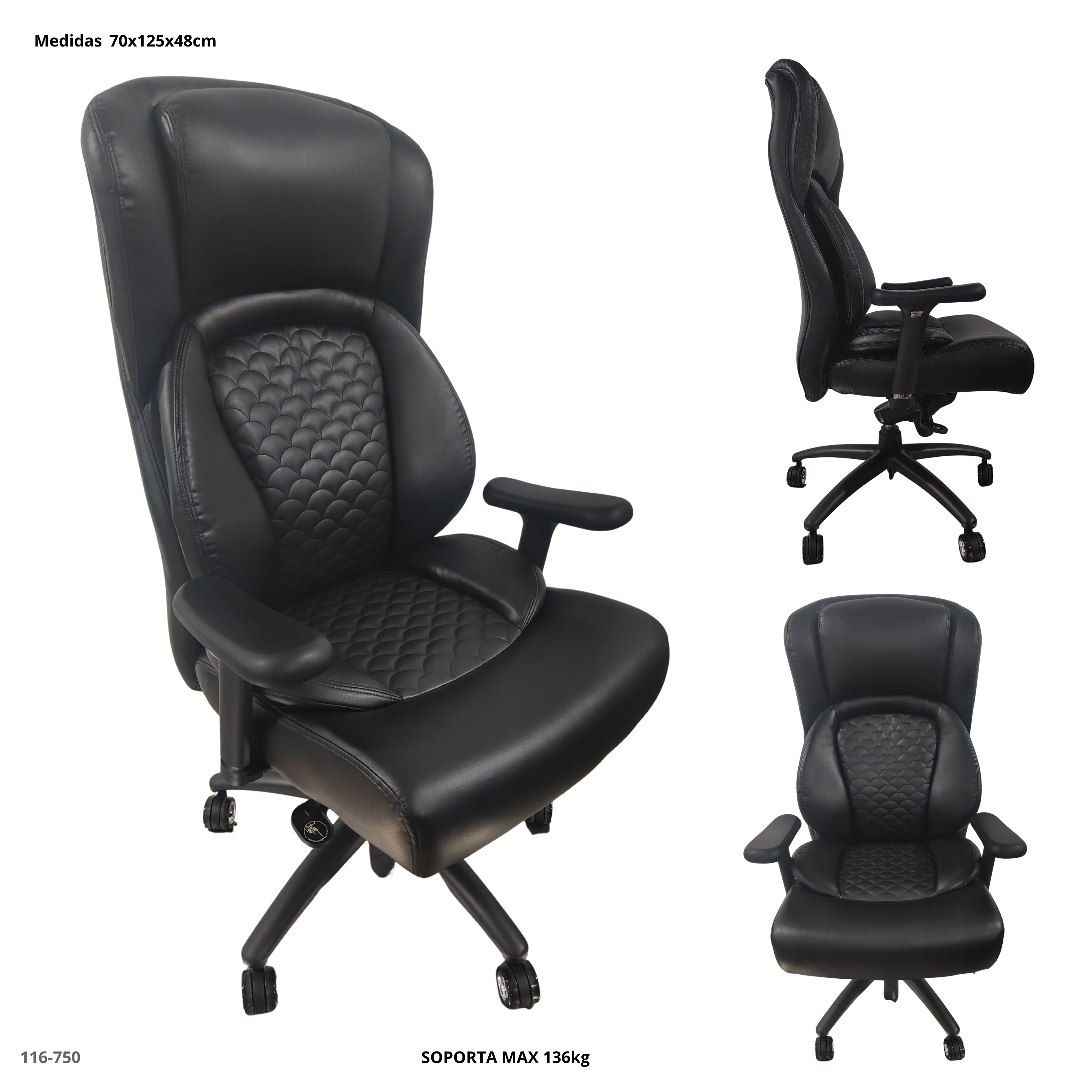 SILLA DE OFICINA/CUERINA NEGRA