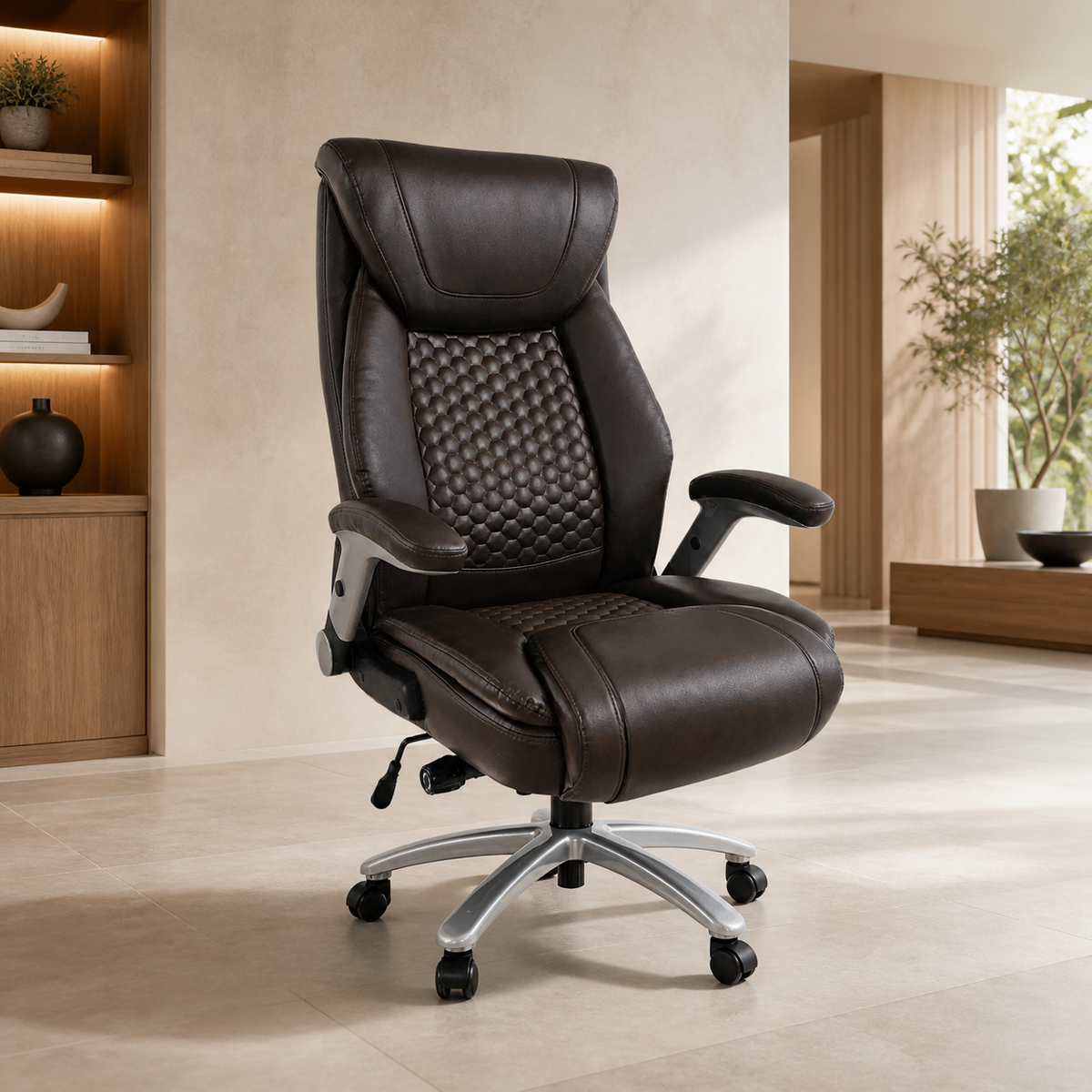 Silla de oficina grande cuerina chocolate 175kg