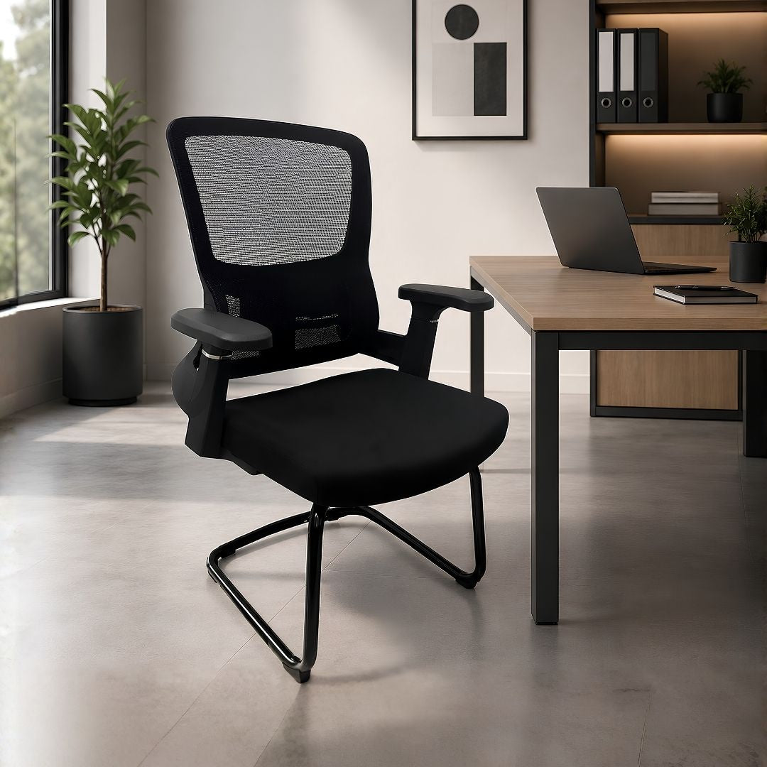 Silla de oficina negra sin ruedas 118-852