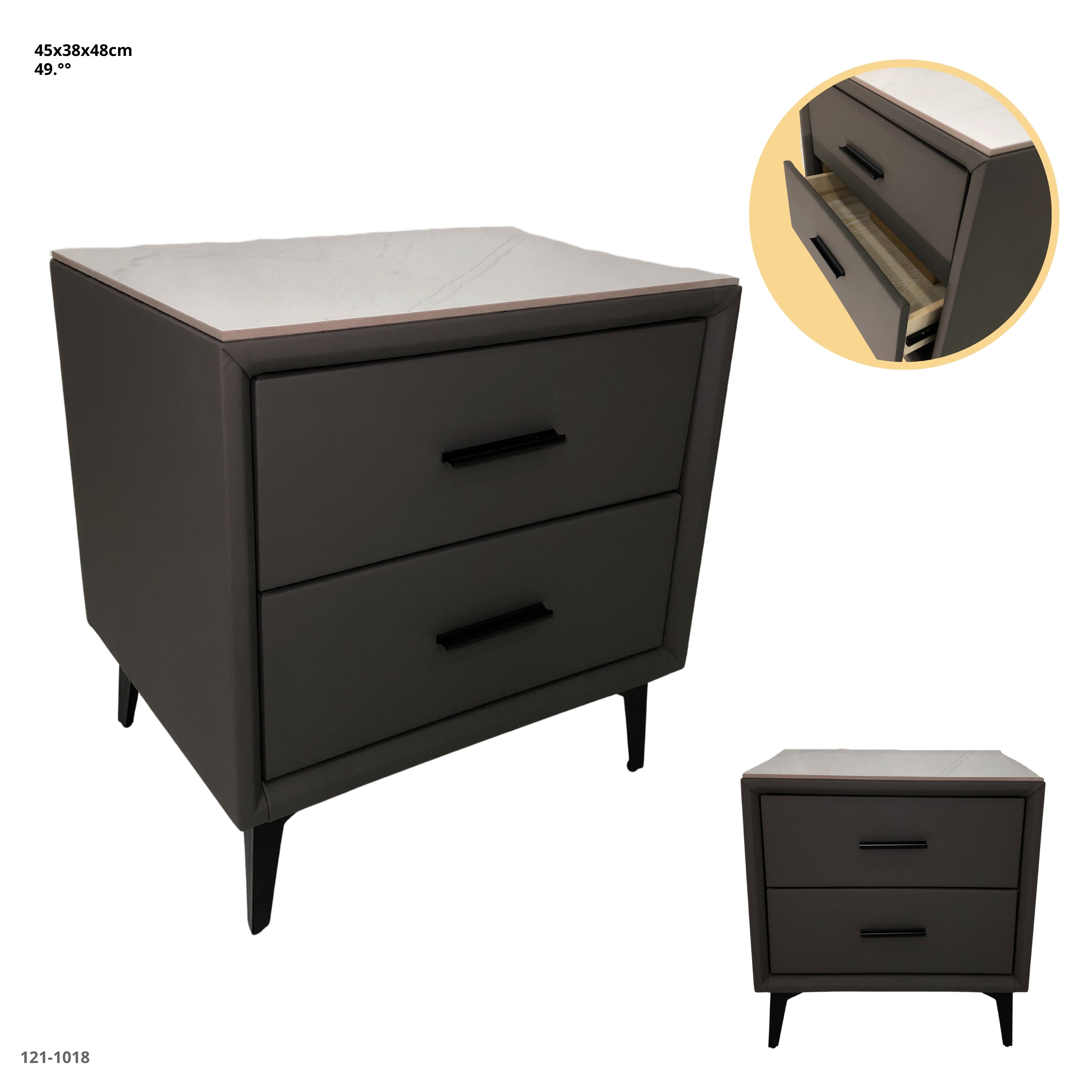 MESITA DE NOCHE GRIS OSCURO 2 GAVETAS