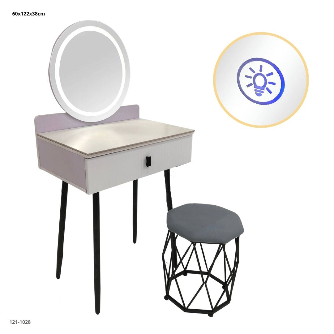 VANITY CON ESPEJO/LUZ Y TABURETE