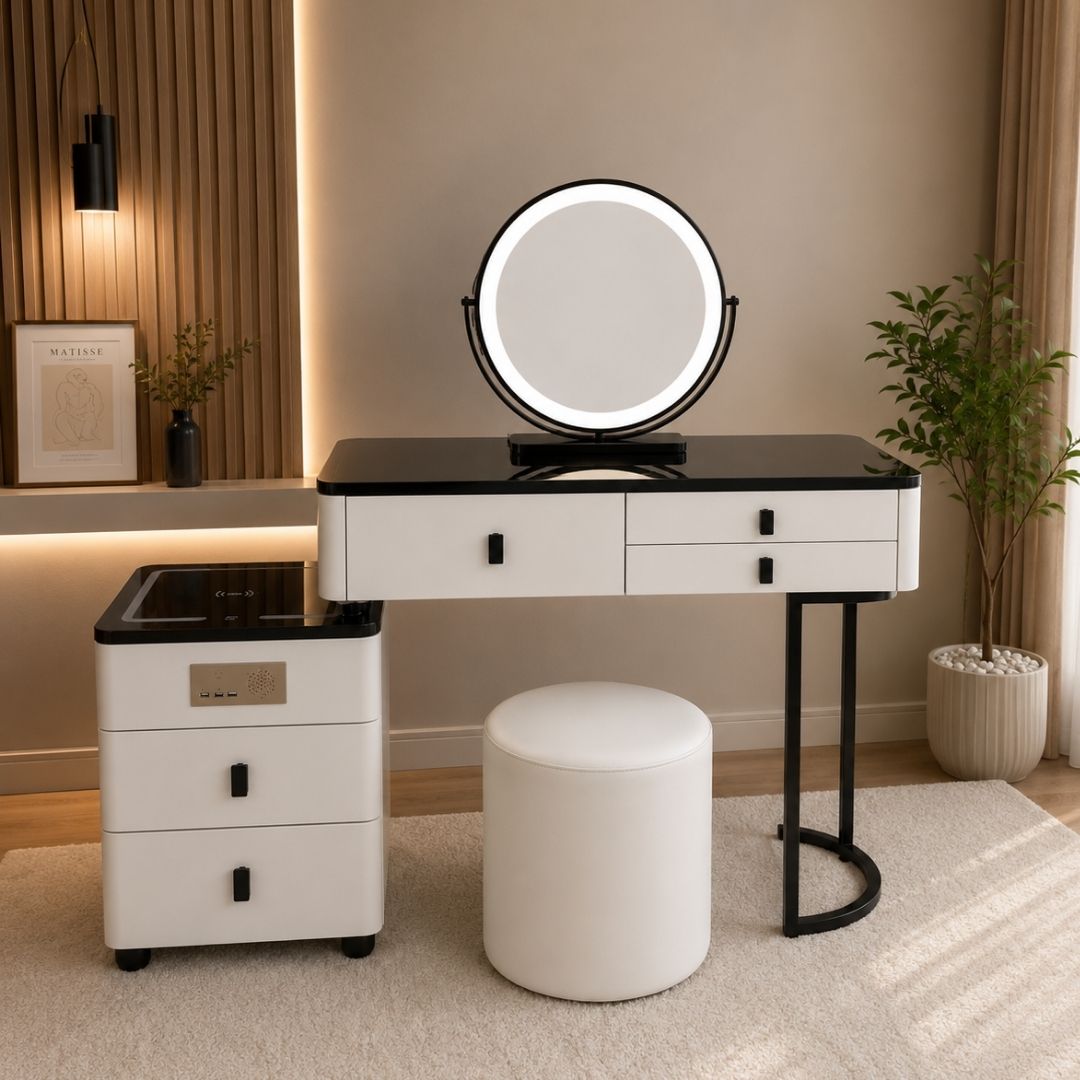 VANITY CON ESPEJO/LUZ Y TABURETE