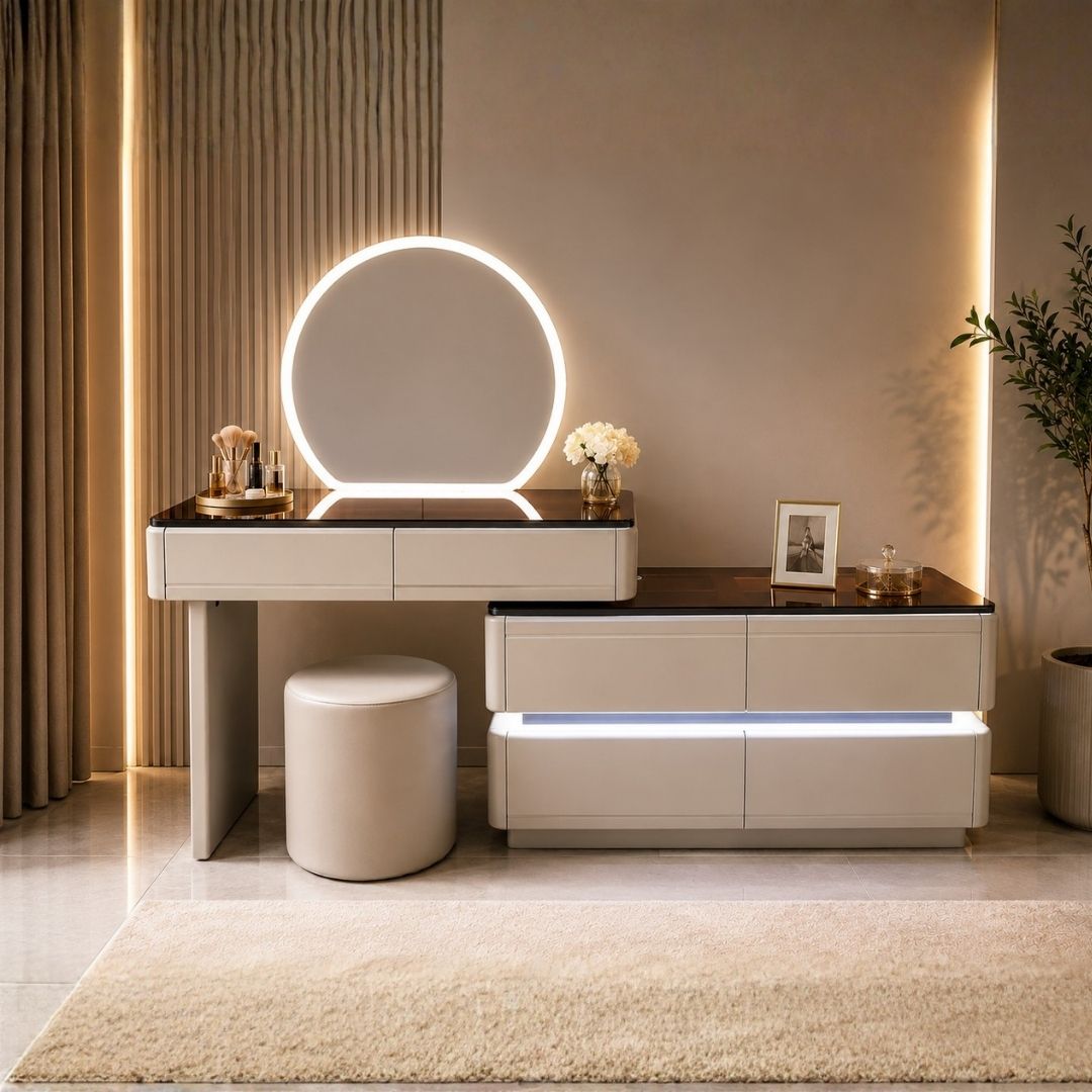 VANITY CON ESPEJO/LUZ Y TABURETE