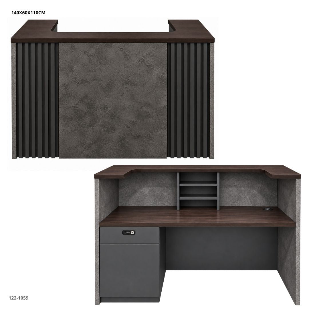 Recepción Gris Oscuro con Listones Laterales 140x60x110 cm - Ref. 122-1059