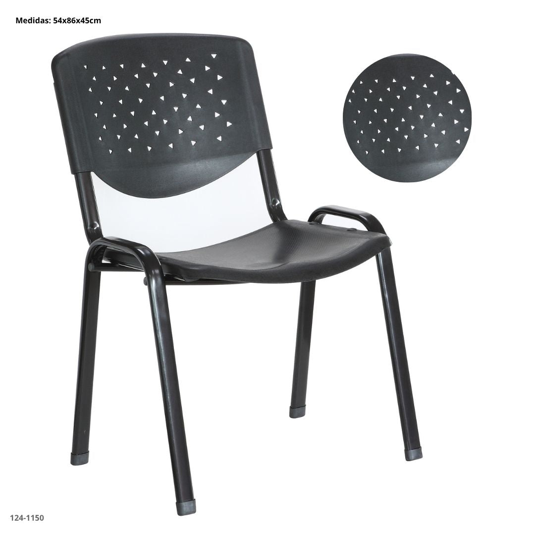 SILLA DE ESPERA METAL/PLASTICO FIJA NEGRO