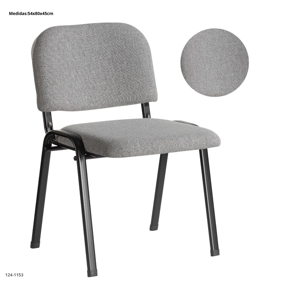 SILLA DE ESPERA METAL/COJIN 6CM  FIJA GRIS
