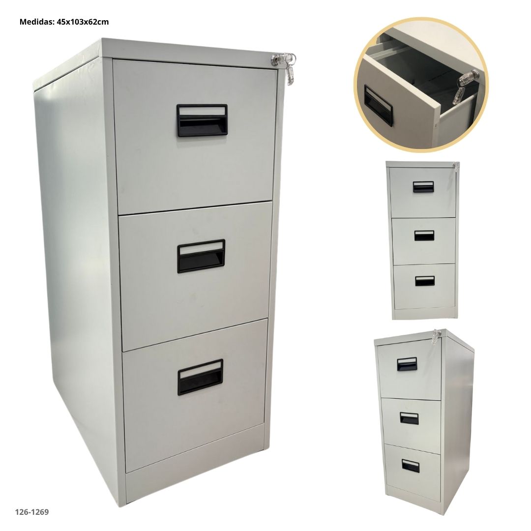 Archivador metalico 3 gavetas gris claro - 126-1269