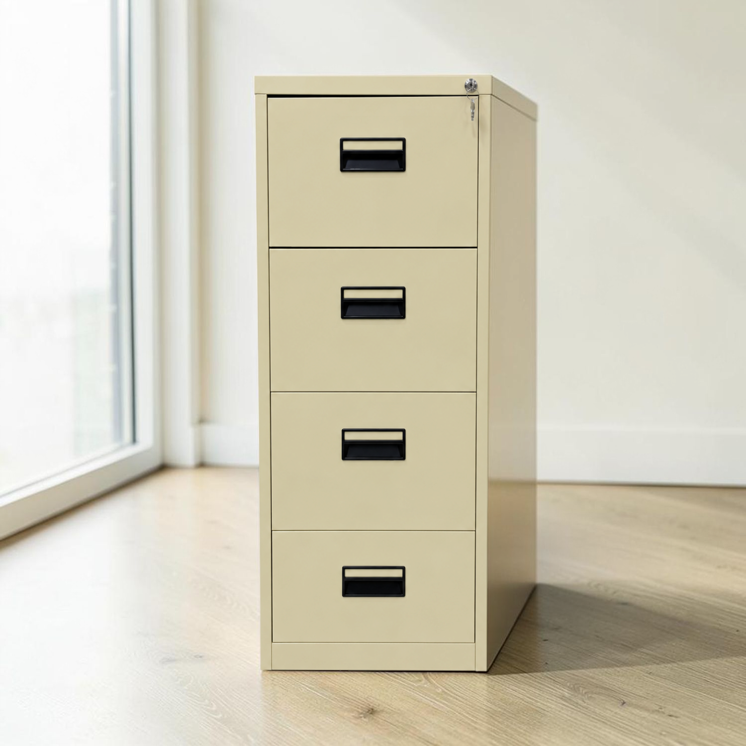 Archivador Metalico 4 Gavetas Beige Oscuro en ambiente