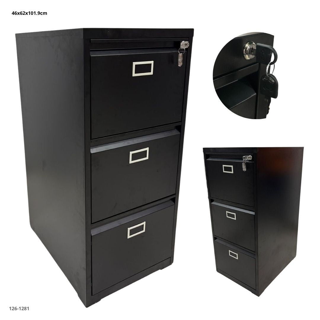 ARCHIVADOR METALICO 3 GAVETAS NEGRO PLEGABLE
