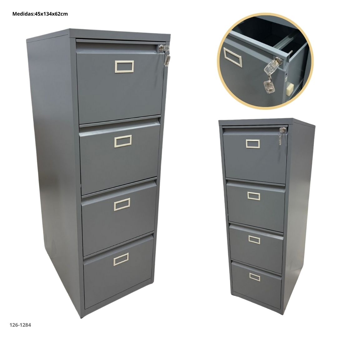 ARCHIVADOR METALICO 4 GAVETAS GRIS AZULADO PLEGABLE - plegable