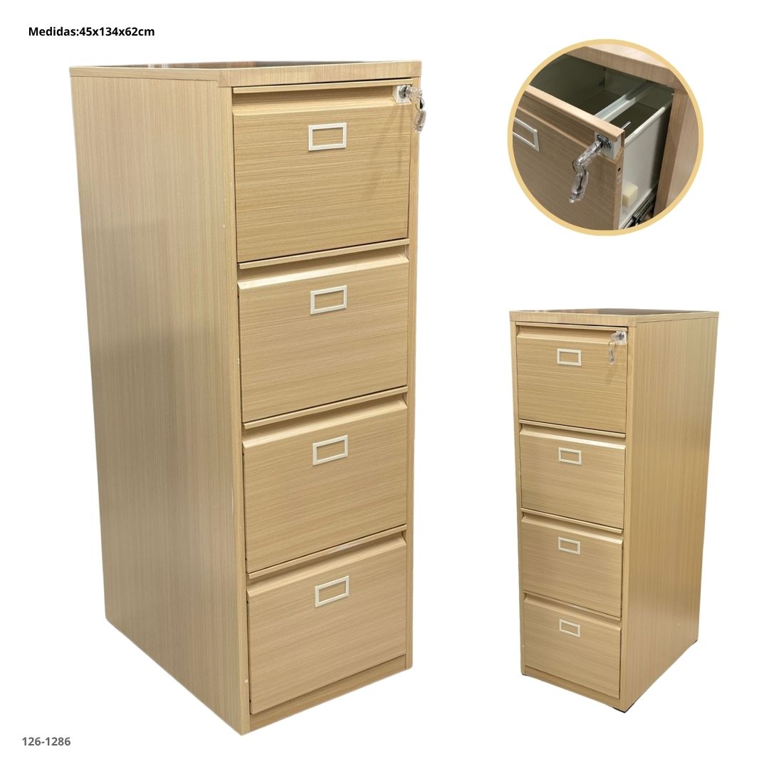 ARCHIVADOR METALICO 4 GAVETAS COLOR MADERA CLARO PLEGABLE - plegable, madera