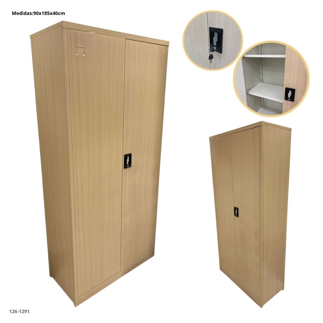 GABINETE METALICO 2 PUERTAS COLOR MADERA CLARO PLEGABLE - plegable, madera