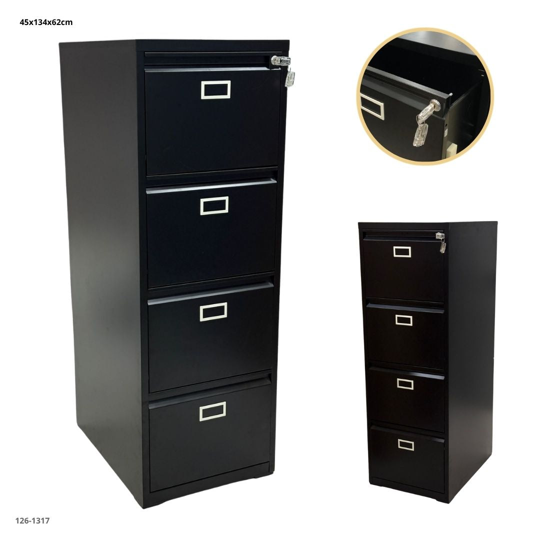 Archivador Metálico 4 Gavetas Negro Plegable - Ref. 126-1317