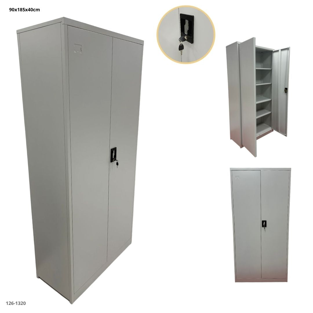 CASILLERO METALICO 2 PUERTAS GRIS CLARO PLEGABLE 185x90x40 - plegable