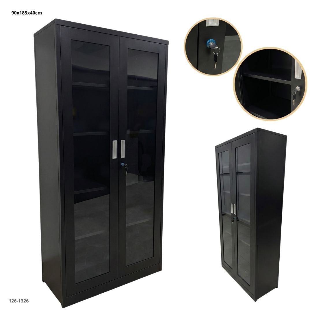 Gabinete metalico 2 puertas vidrio negro - 126-1326