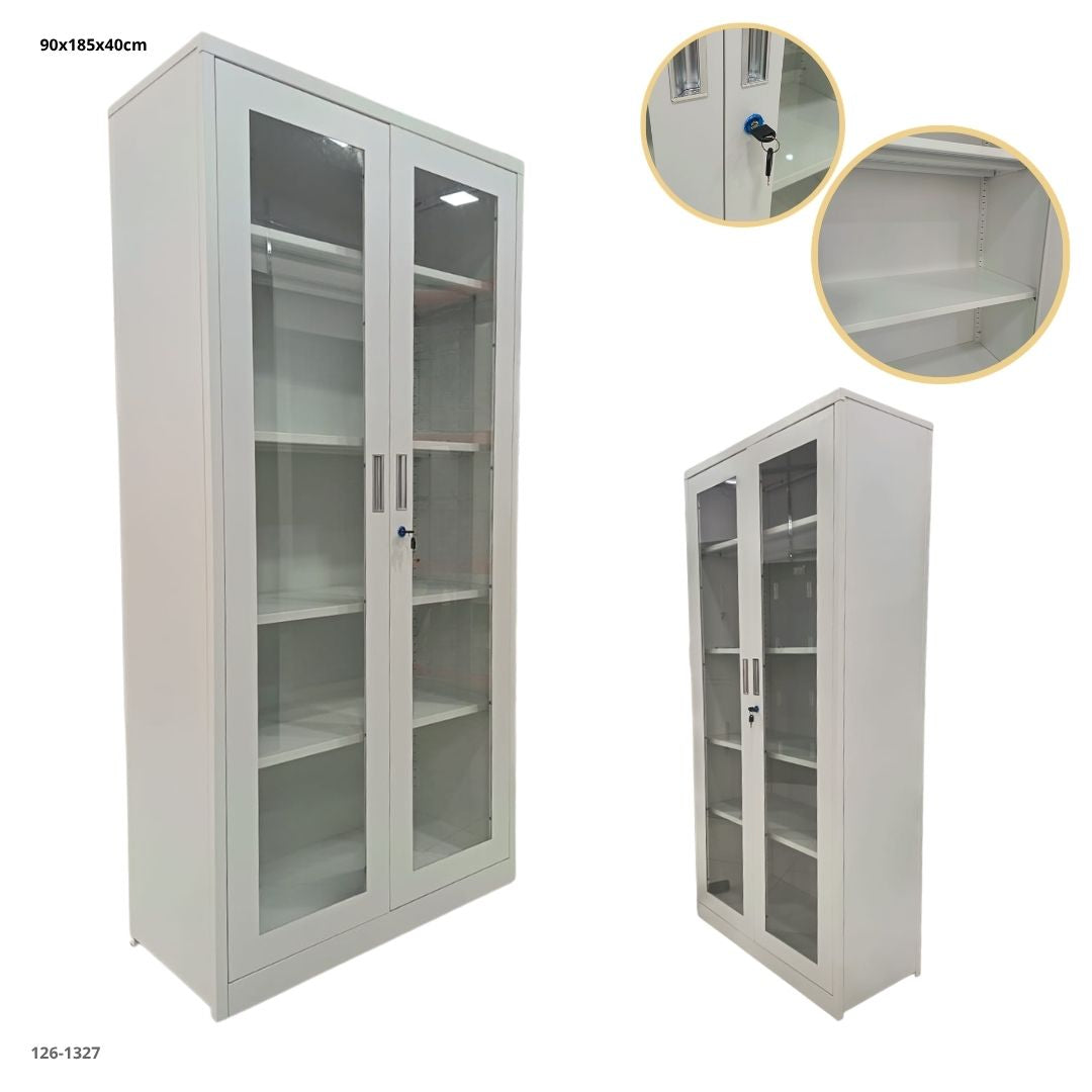 Gabinete metalico 2 puertas vidrio blanco - 126-1327