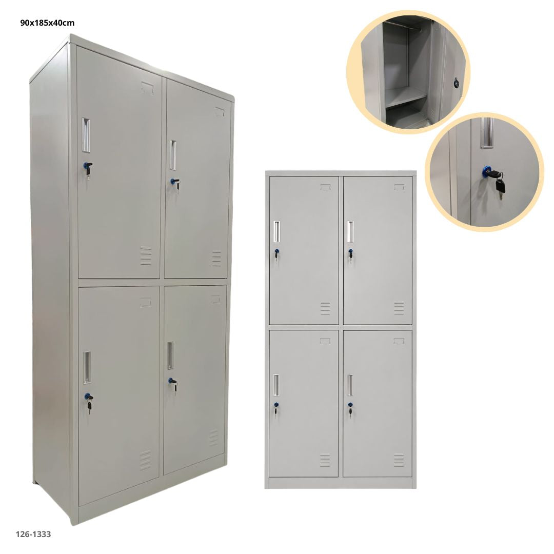 CASILLERO METALICO 4 PUERTAS GRIS CLARO PLEGABLE - plegable