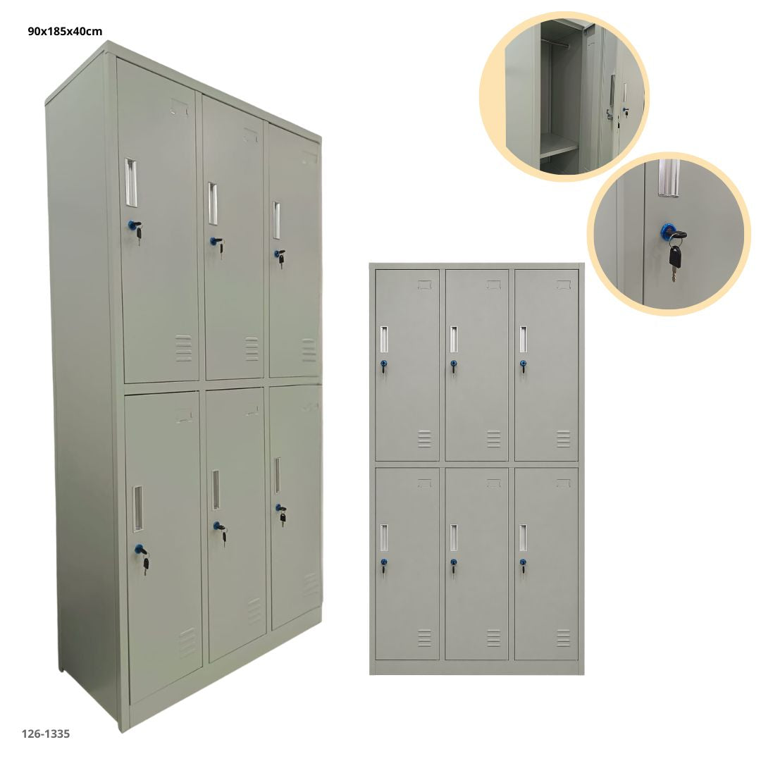 CASILLERO METALICO 6 PUERTAS GRIS CLARO PLEGABLE - plegable