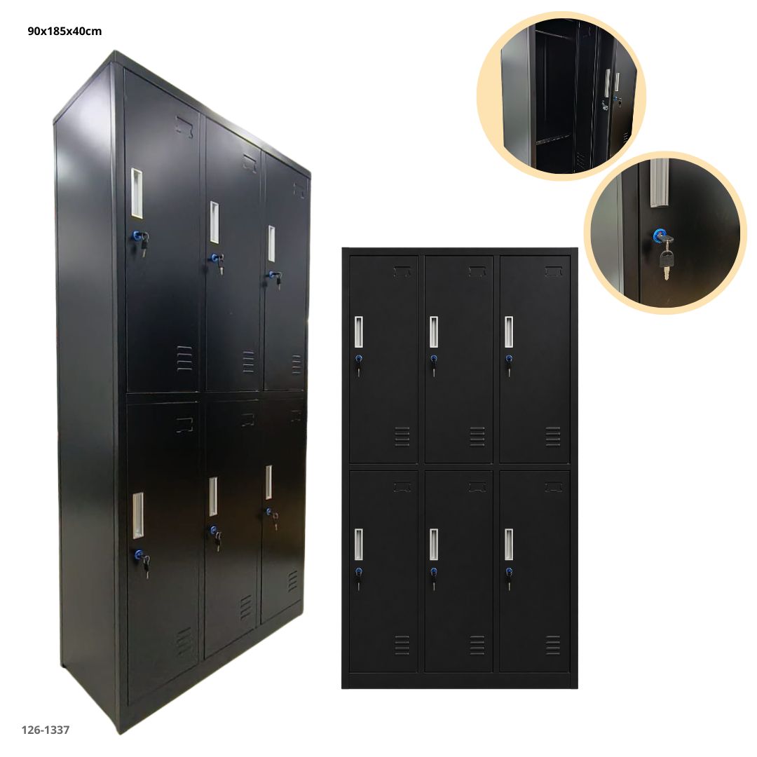 CASILLERO METALICO 6 PUERTAS NEGRO PLEGABLE - plegable