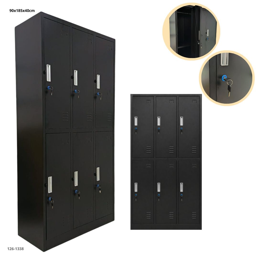 CASILLERO METALICO 6 PUERTAS NEGRO ALDABA
