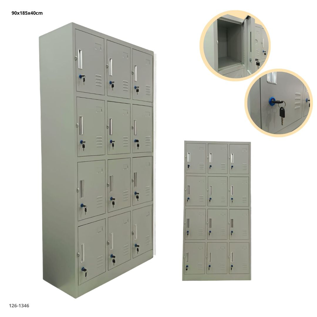 CASILLERO METALICO 12 PUERTAS GRIS CLARO