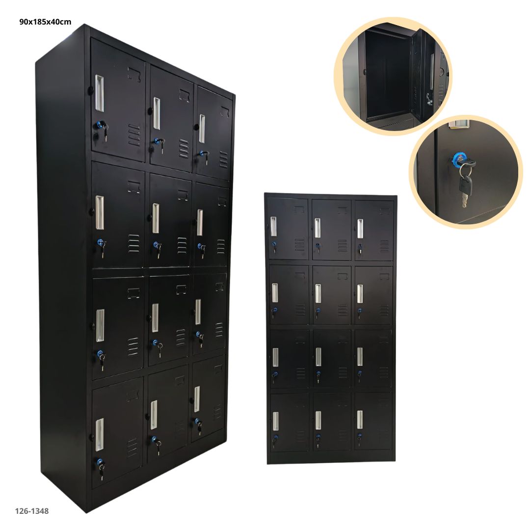 CASILLERO METALICO 12 PUERTAS NEGRO