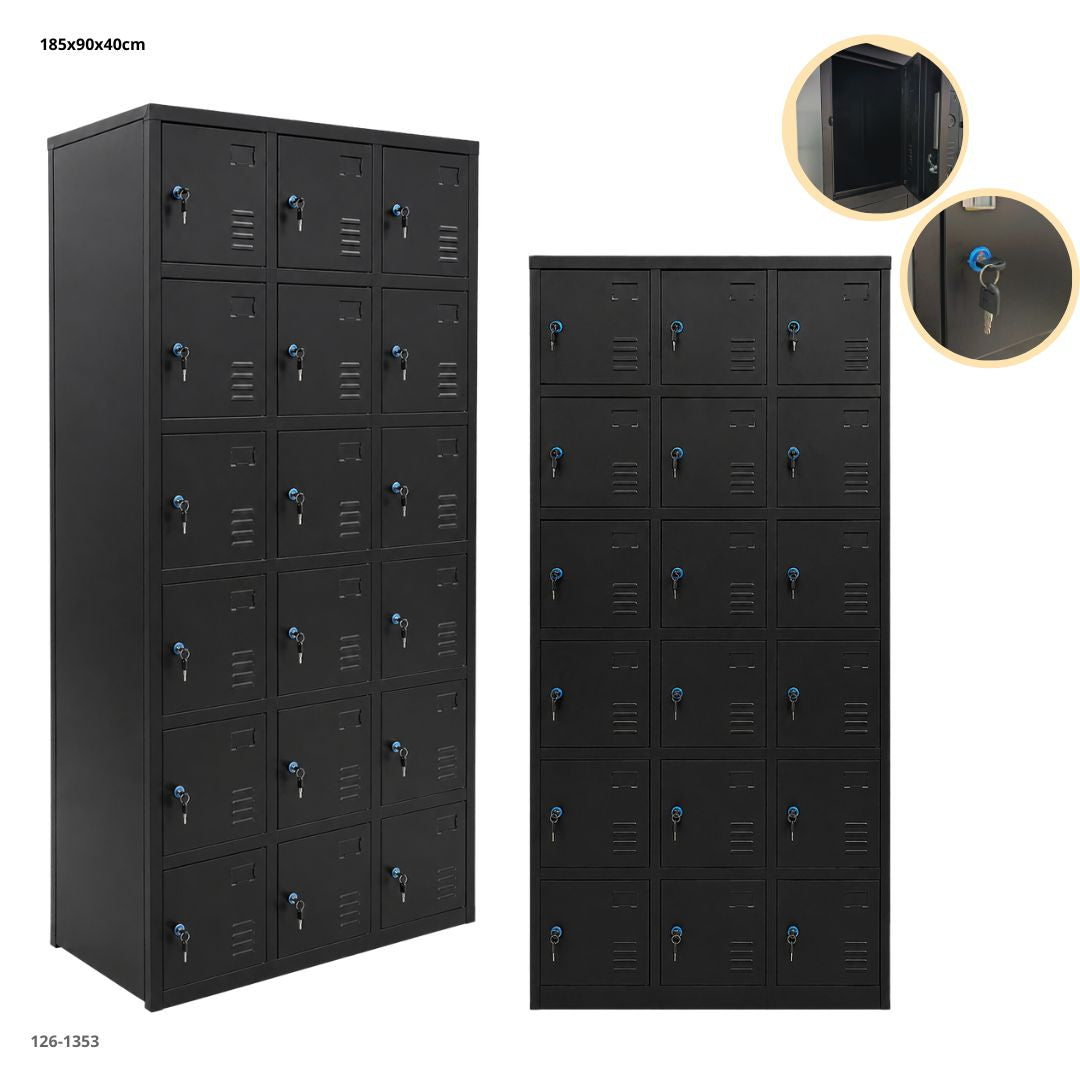 Casillero Metálico 18 Puertas Negro Plegable - Ref. 126-1353