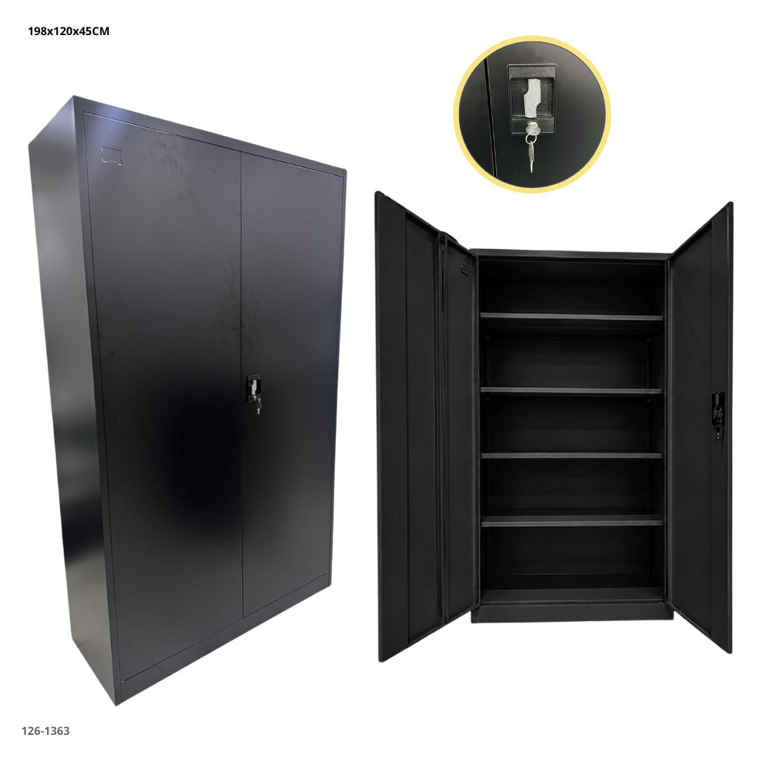 GABINETE METALICO CON 2 PUERTAS NEGRO 198*120*45CM