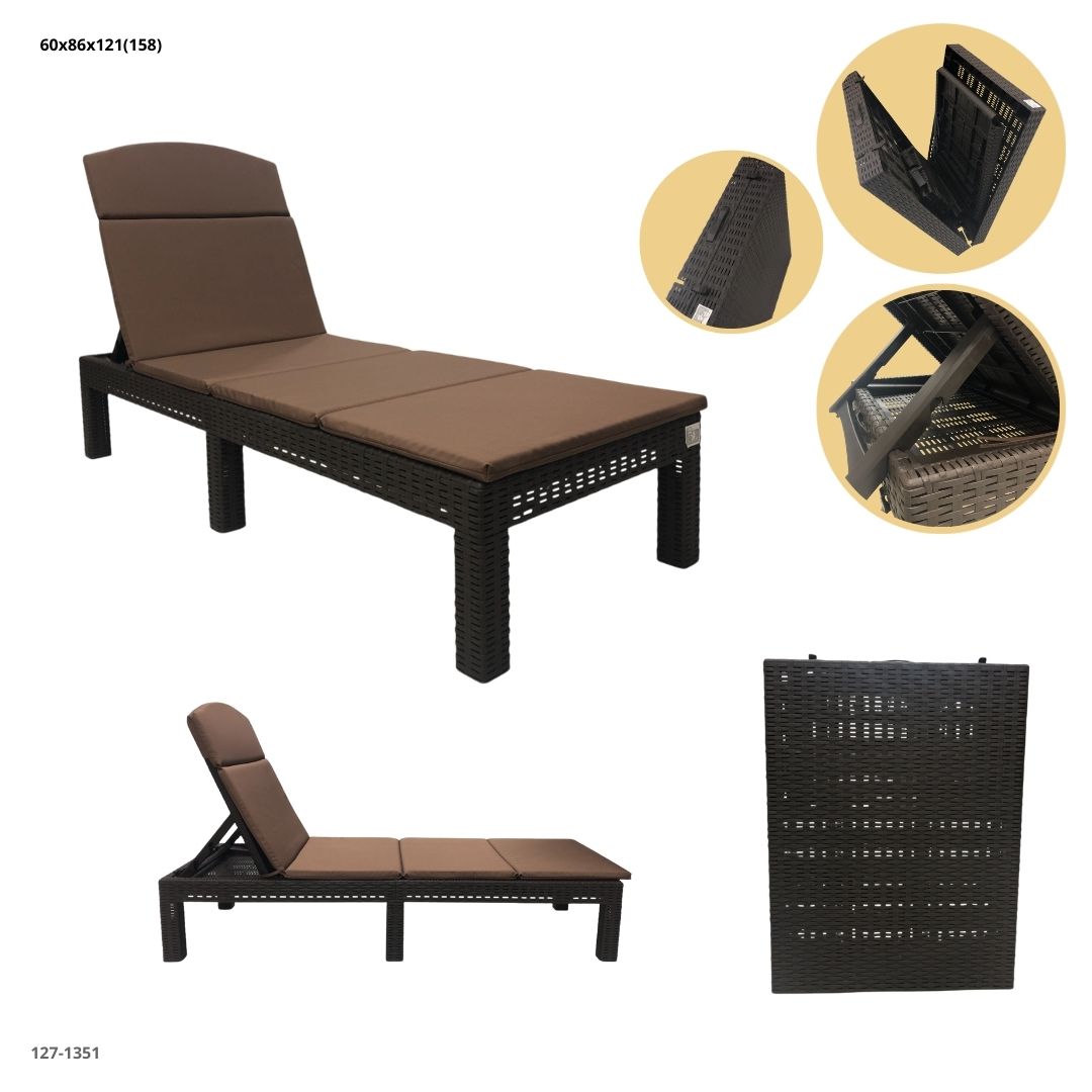 SILLA PLASTICA ASOLEADORA CHOCOLATE CON COJIN