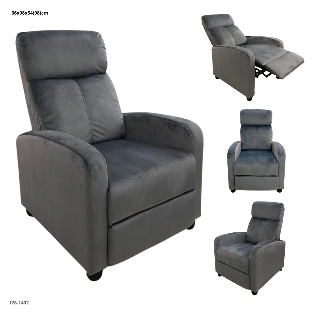 SOFA RECLINABLE TELA GRIS OSCURO