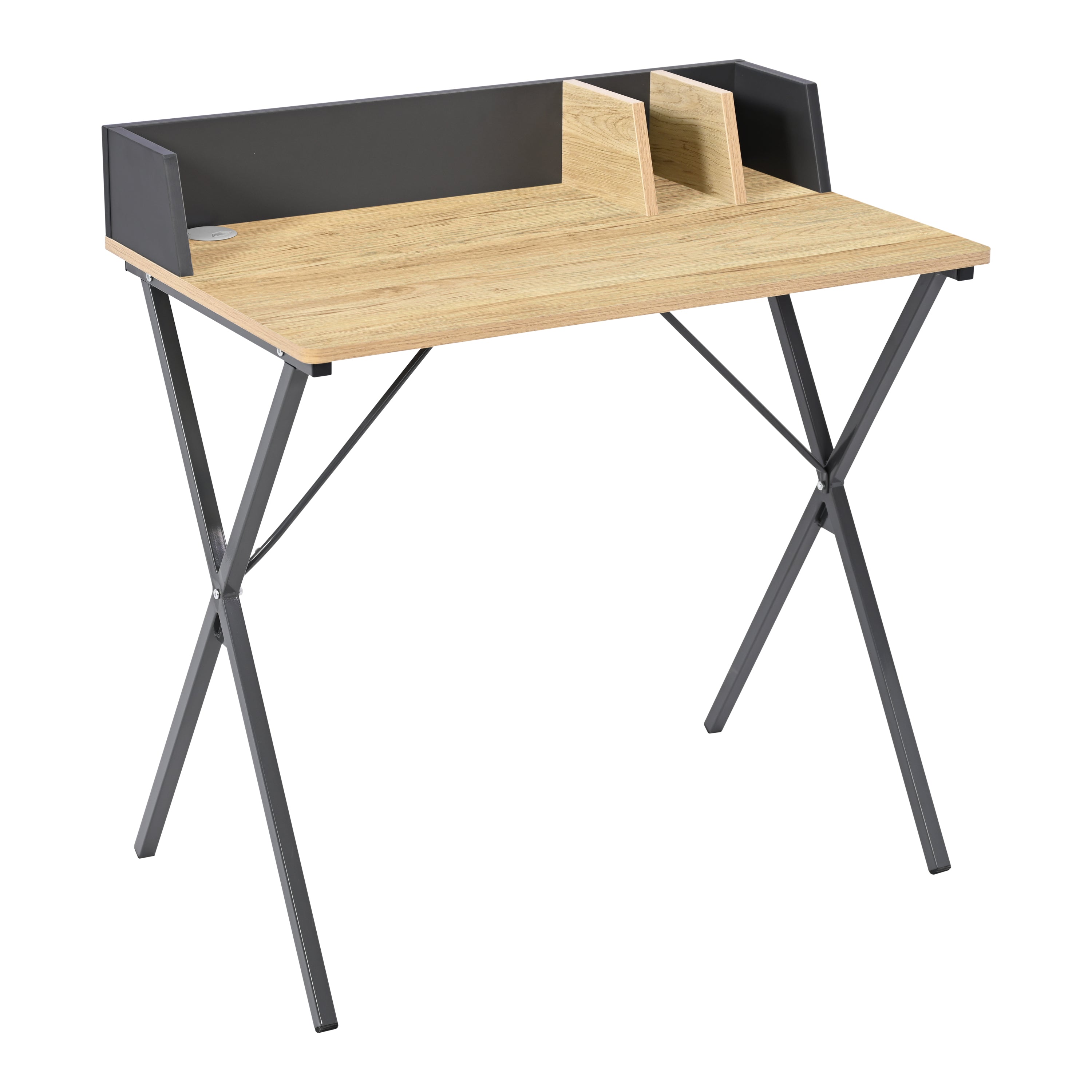 Escritorio con Organizador Roble y Gris 80x50x84 cm - vista 2 - Ref. 131-300