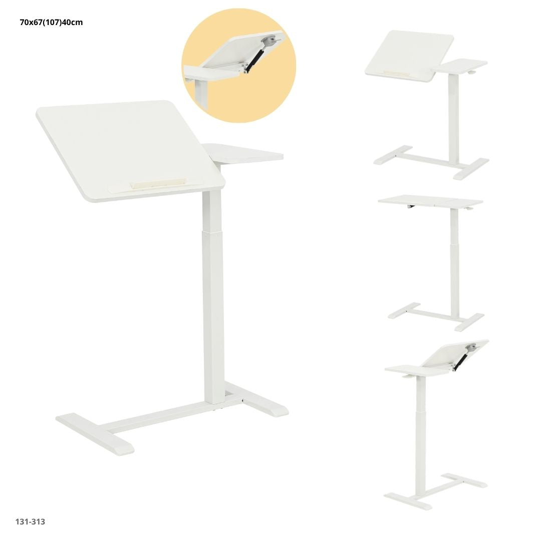 Escritorio Móvil Ajustable Blanco 70x40 cm - medidas y vistas del producto