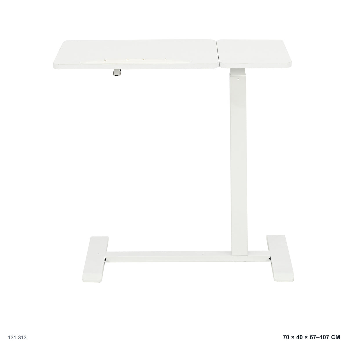 Escritorio Móvil Ajustable Blanco 70x40 cm - vista frontal con medidas