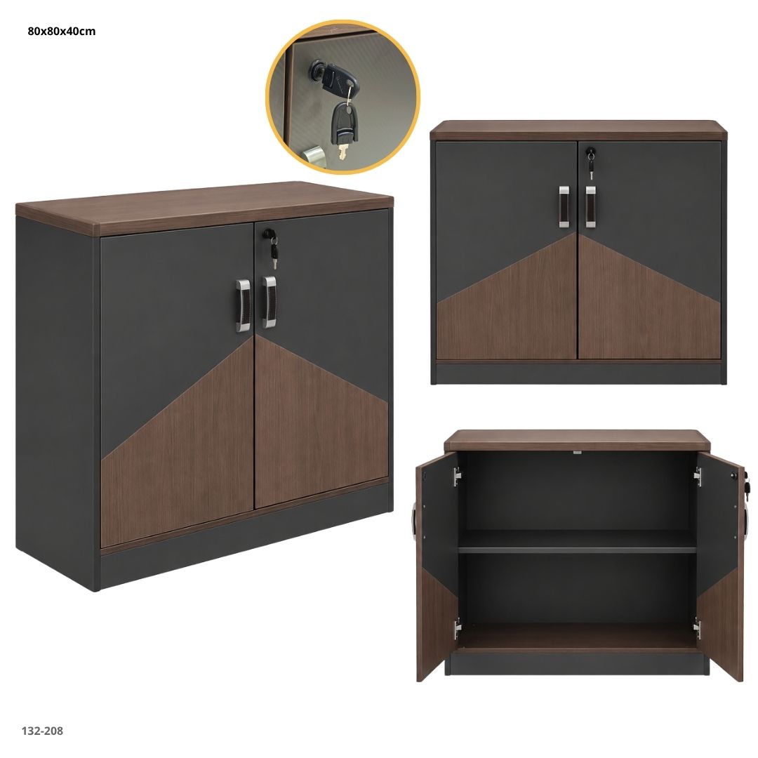 Gabinete de oficina 80x80x40 cm con puertas sólidas y llave (132-208)