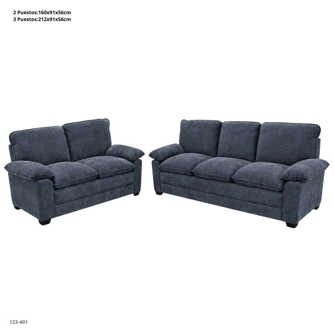 Blue Fabric 5-Seater Living Room Set