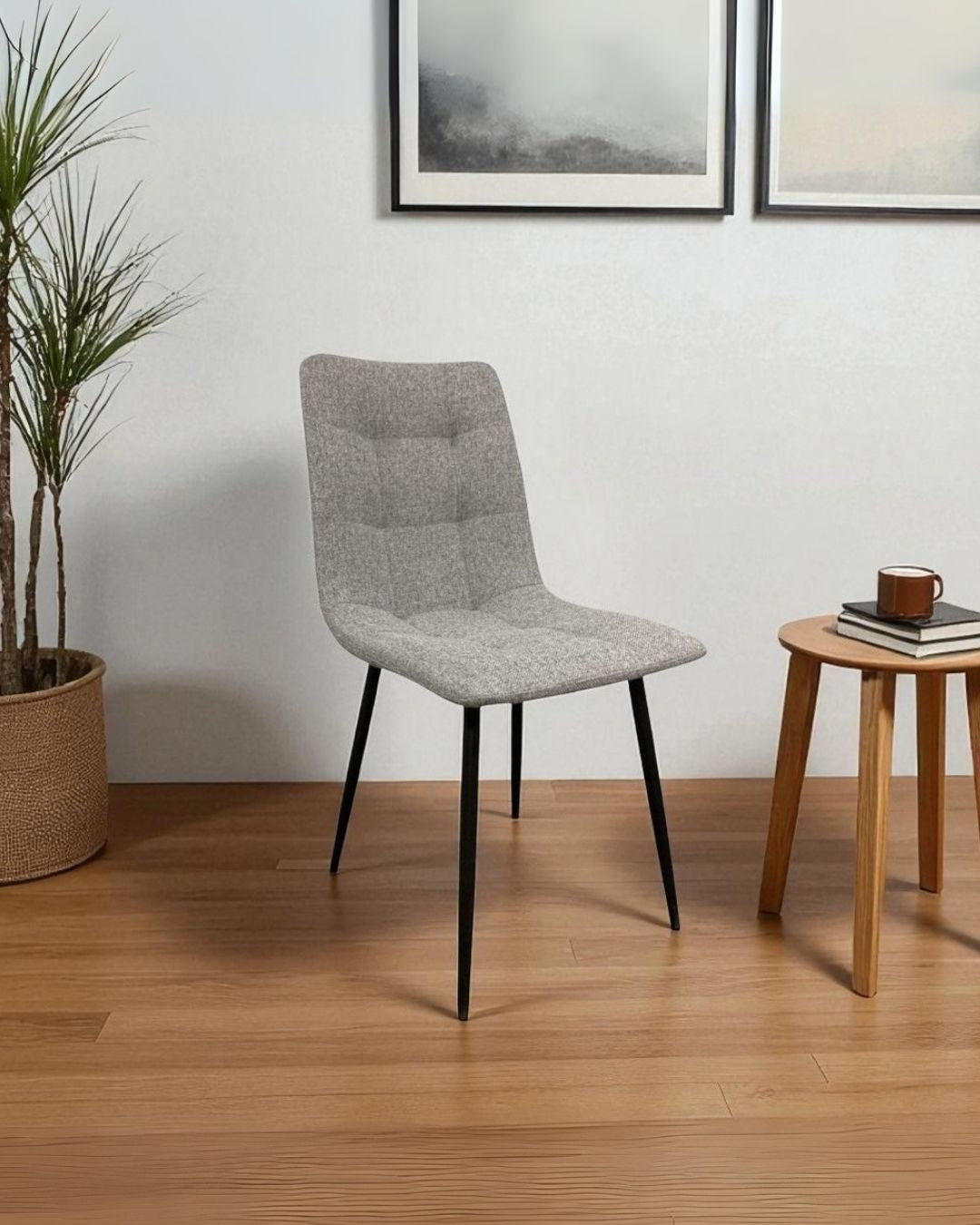 SILLA MODERNA TELA GRIS CLARO