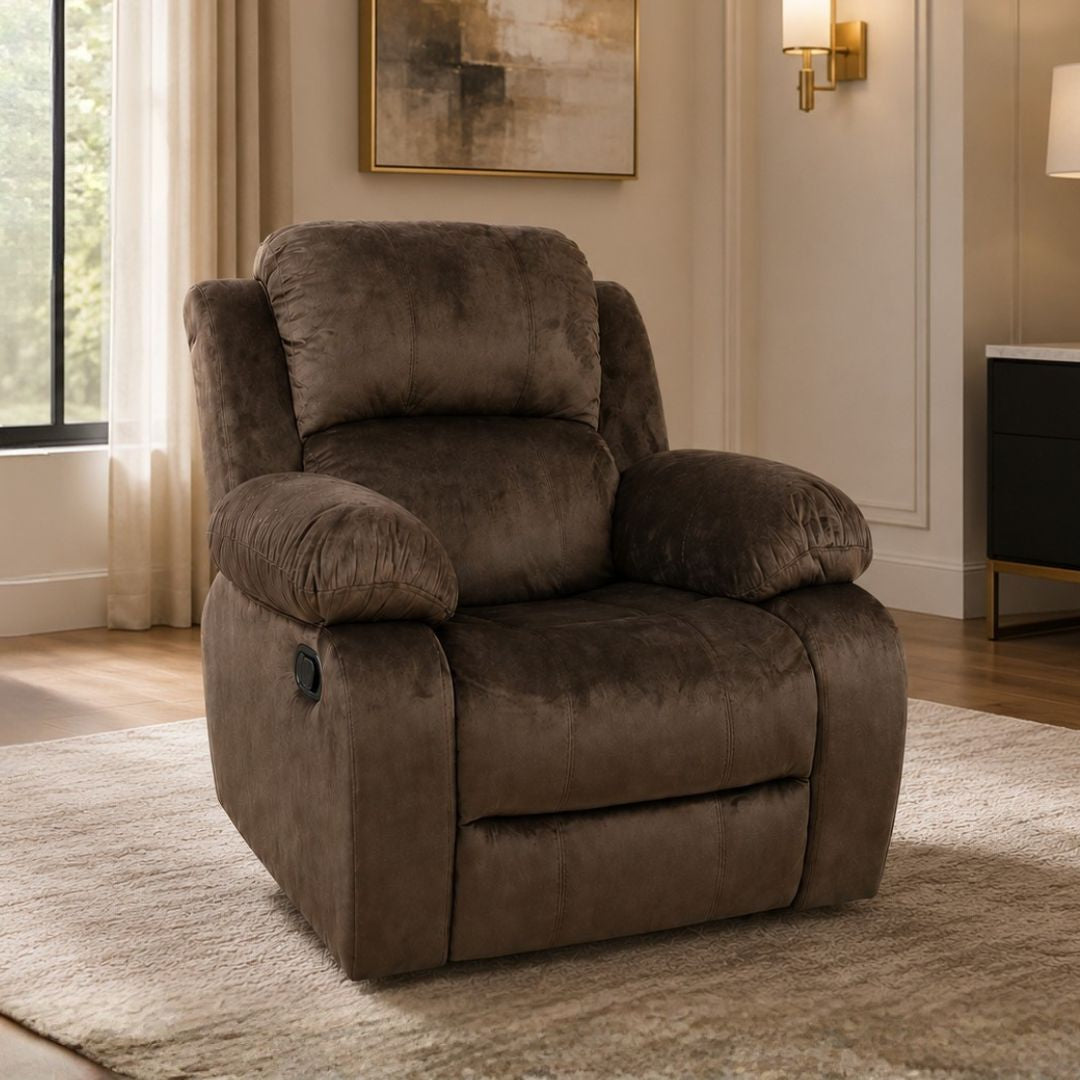 Sofa Reclinable Giratorio Mecedora de Tela Chocolate