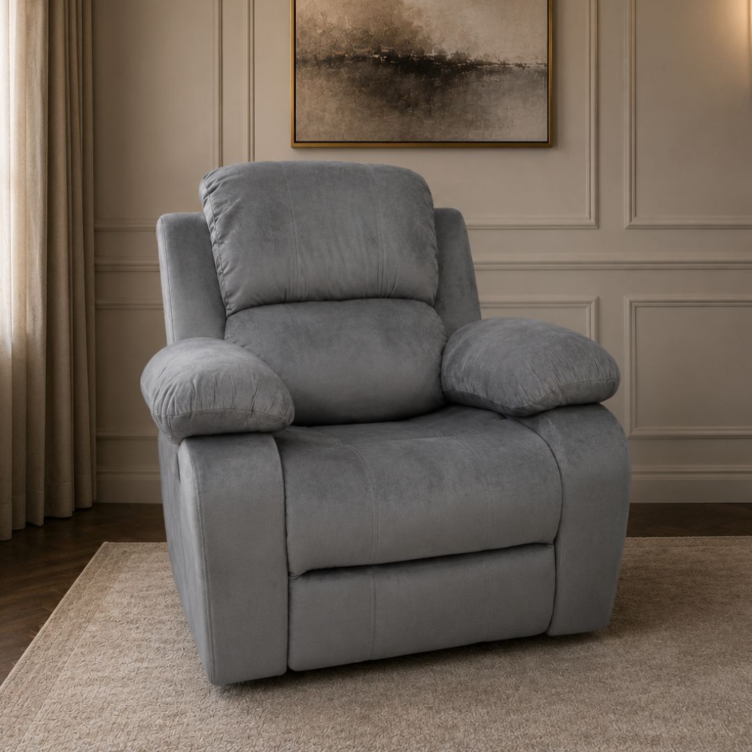 Sofa Reclinable Giratorio Mecedora de Tela Gris Claro