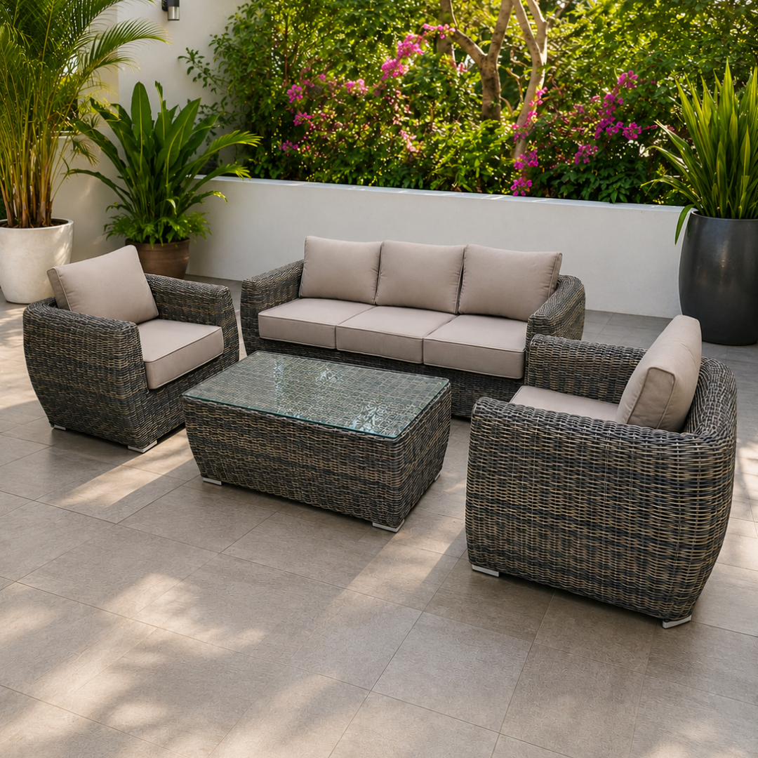 Juego de Terraza Rattan 4PZA Gris
