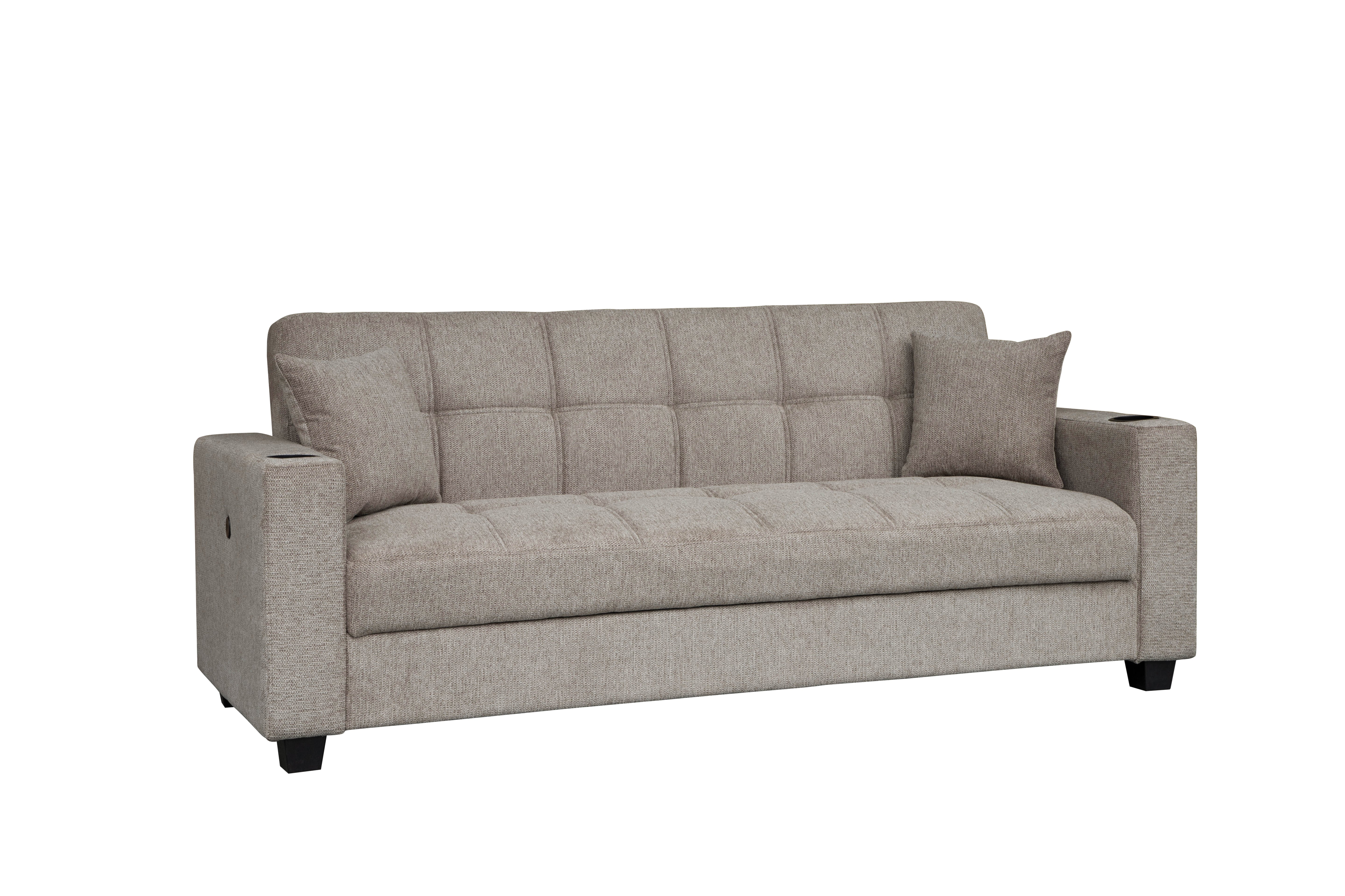 Sofá Cama con Baúl 210 cm Chocolate Claro - vista 2 - Ref. 165-304