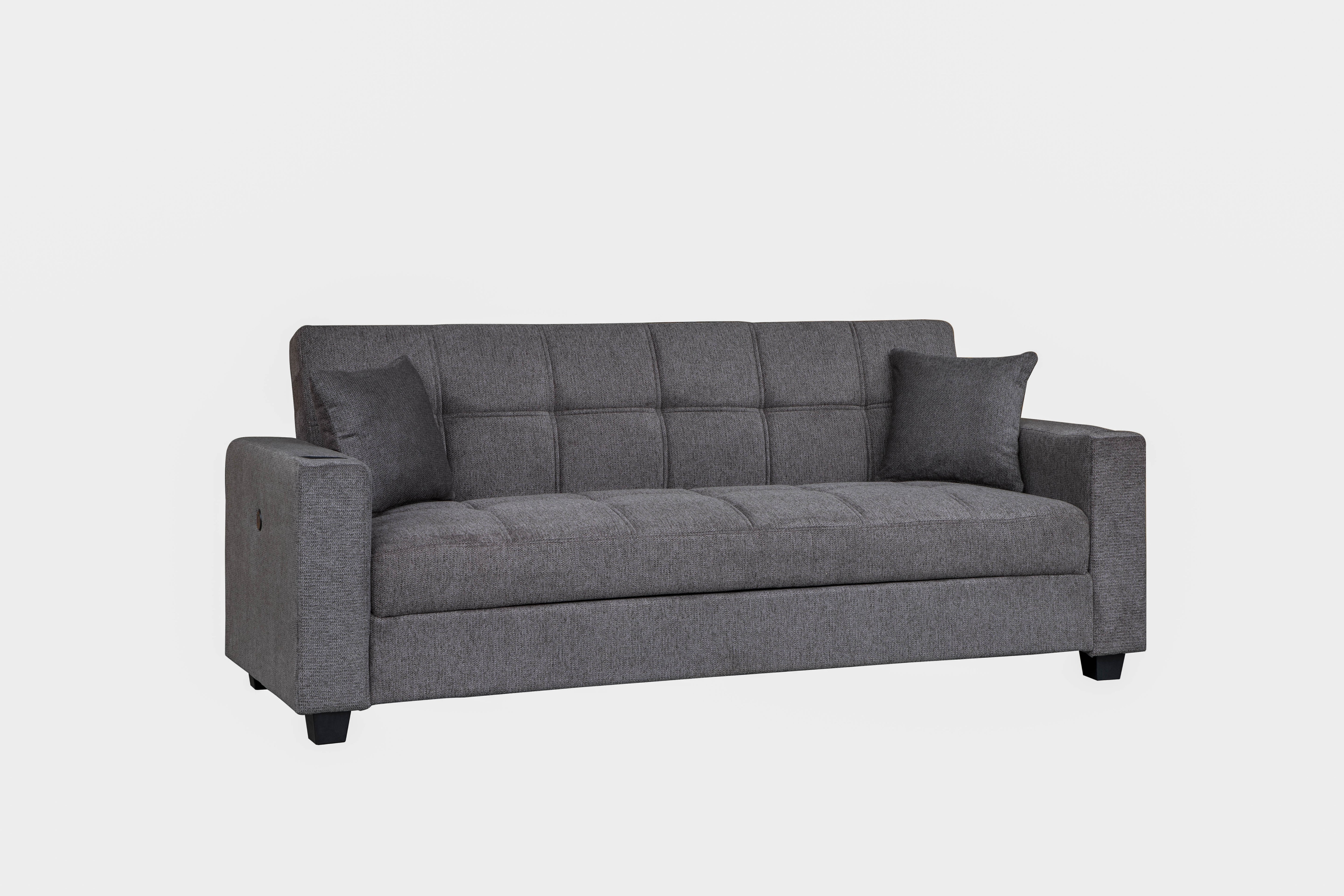 Sofá Cama con Baúl 210 cm Chocolate Oscuro - vista 2 - Ref. 165-305