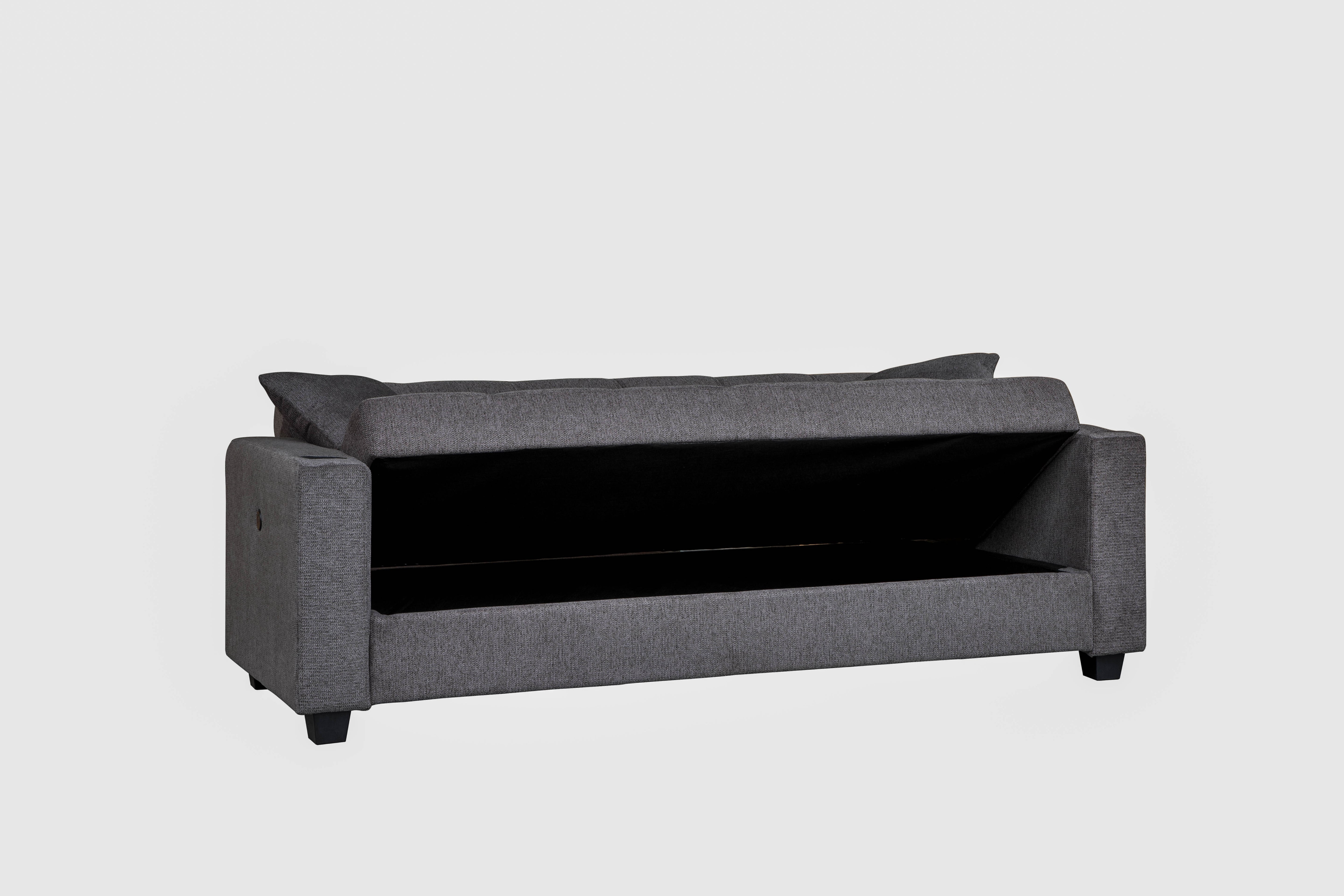 Sofá Cama con Baúl 210 cm Chocolate Oscuro - vista 3 - Ref. 165-305