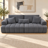 Sofá Comprimido 3 Puestos en Chenille Gris 223x78x100 cm en ambiente de sala con luz natural