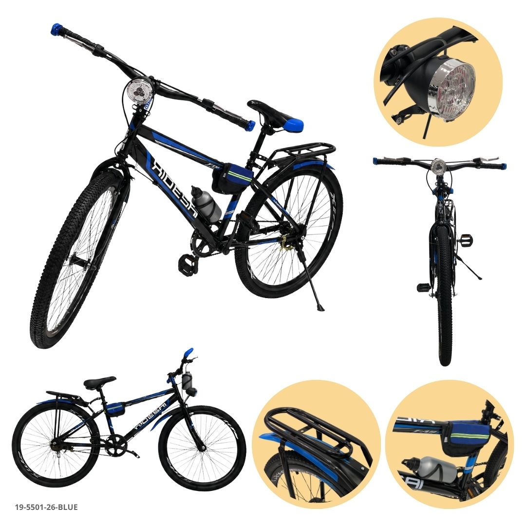 Bicicleta con Canasta y Lámpara Azul 26" - Ref. 19-5501-26-BLUE