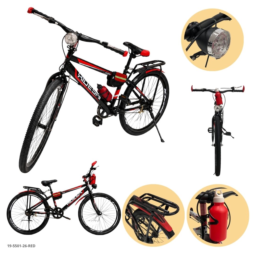 Bicicleta con Canasta y Lámpara Rojo 26" - Ref. 19-5501-26-RED