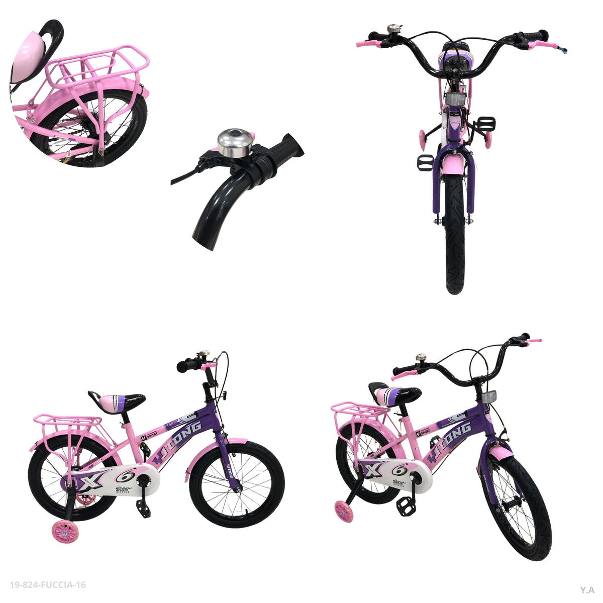 Bicicleta Infantil Rosada 16" con Canasta - Ref. 19-824-FUCCIA-16