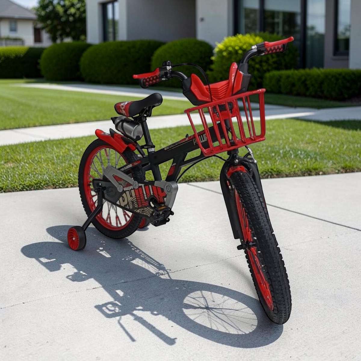 Bicicleta Infantil con Canasta Delantera y Ruedas de Apoyo 16" y 20" Rojo en ambiente
