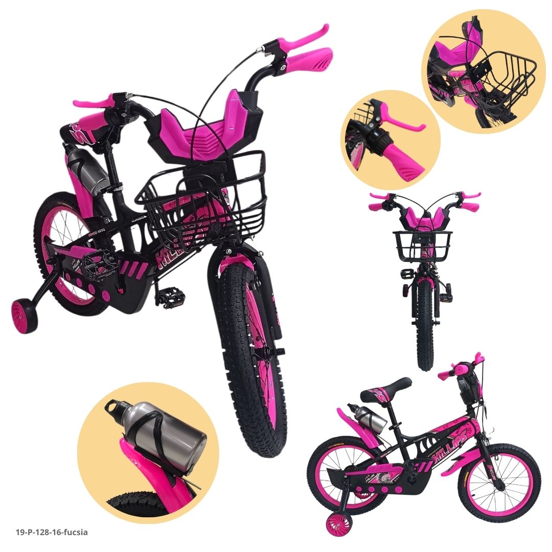 Bicicleta Infantil Fucsia 16" - Ref. 19-P-128-16-fucsia